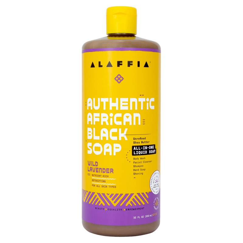 Alaffia Authentic African Black Soap All-In-One, Wild Lavender, 32 fl oz