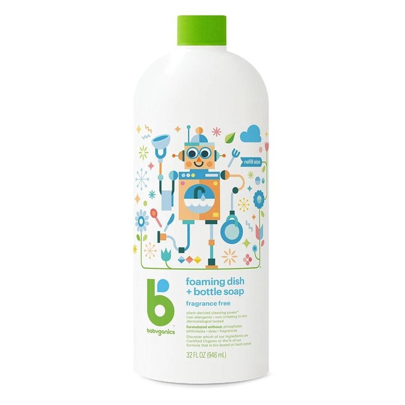Babyganics Fragrance-Free Foaming Dish & Bottle Soap Refill, 32 fl oz