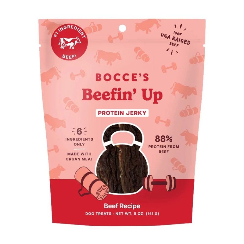 Bocce's Bakery Beefin' Up Protein Jerky Dog Treats, 5 oz