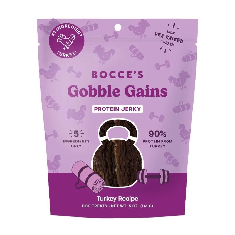 Bocce's Bakery Gobble Gains Protein Jerky Dog Treats, 5 oz