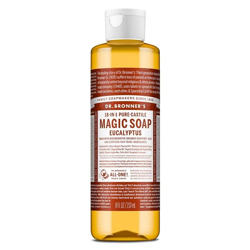 Dr. Bronner's 18-in-1 Pure-Castile Liquid Soap, Eucalyptus, 8 fl oz
