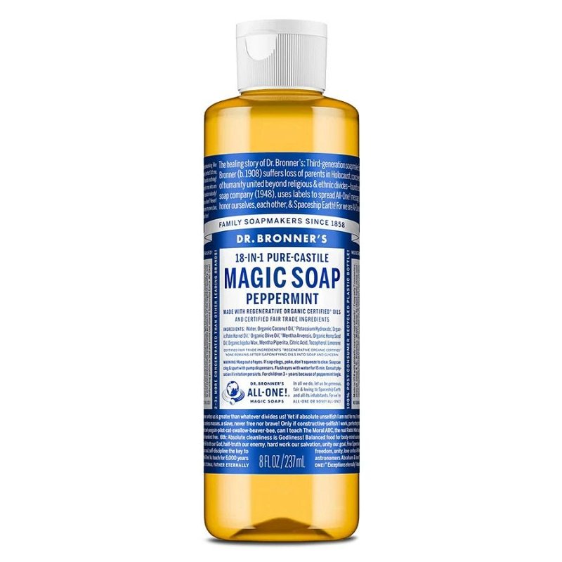 Dr. Bronner's 18-in-1 Pure-Castile Liquid Soap, Peppermint, 8 fl oz