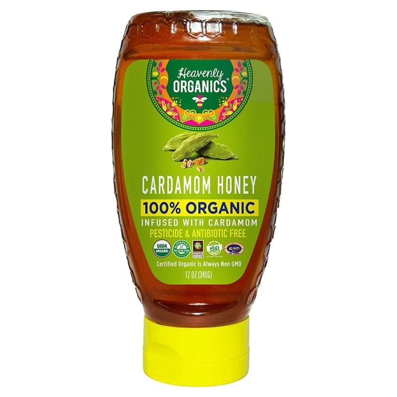 Heavenly Organics Organic Raw Cardamom Honey, 12 oz squeeze bottle