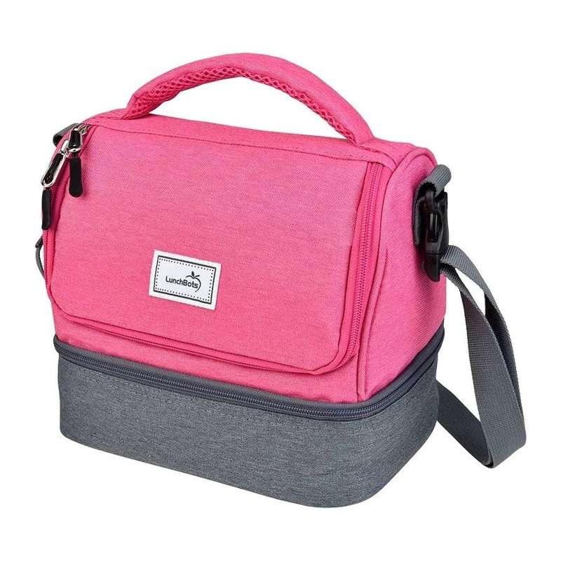 LunchBots Insulated Duplex Lunch Bag, Pink, 1 bag