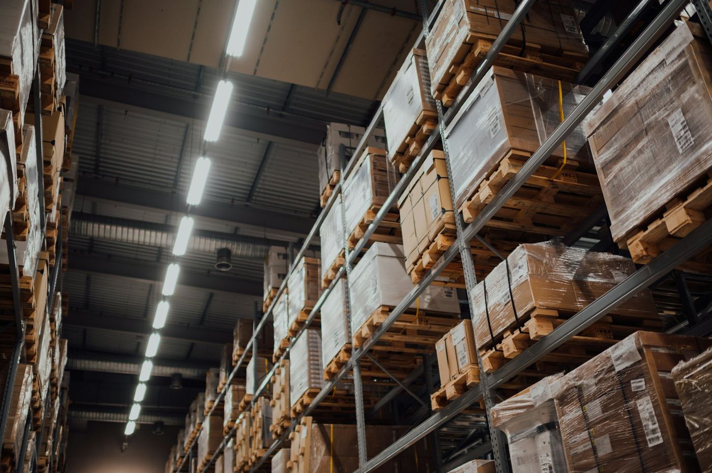 Organized warehouse with palletized inventory